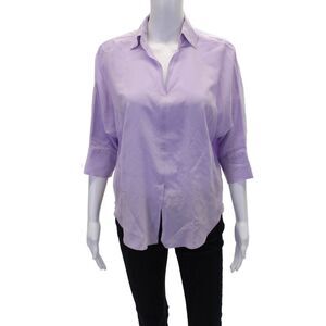 Sourcery Womens Silk Collar Long Sleeve Blouse Top Lilac Purple Size XS/S